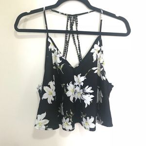 NWOT Black Floral Forever 21 drapey crop top